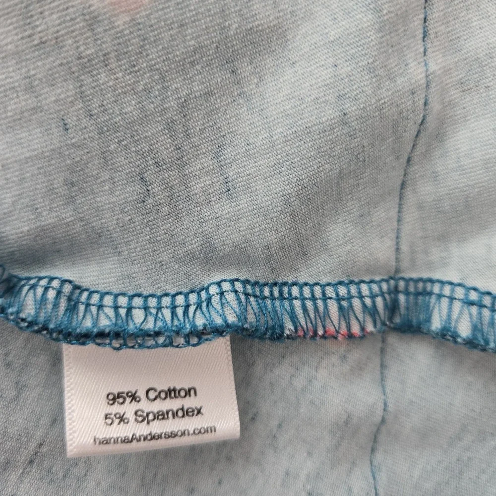 Hanna Andersson Apple Print Dress Size 160 Girl's 14-16 Blue‎ Long Sleeve A-Line